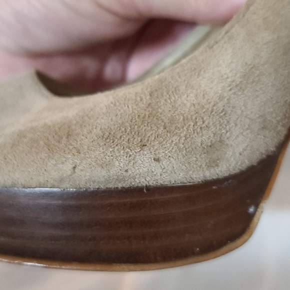 Michael Michael Kors Slingback Stiletto Heels Tan Suede Leather Sz 9 GUC - Picture 11 of 12